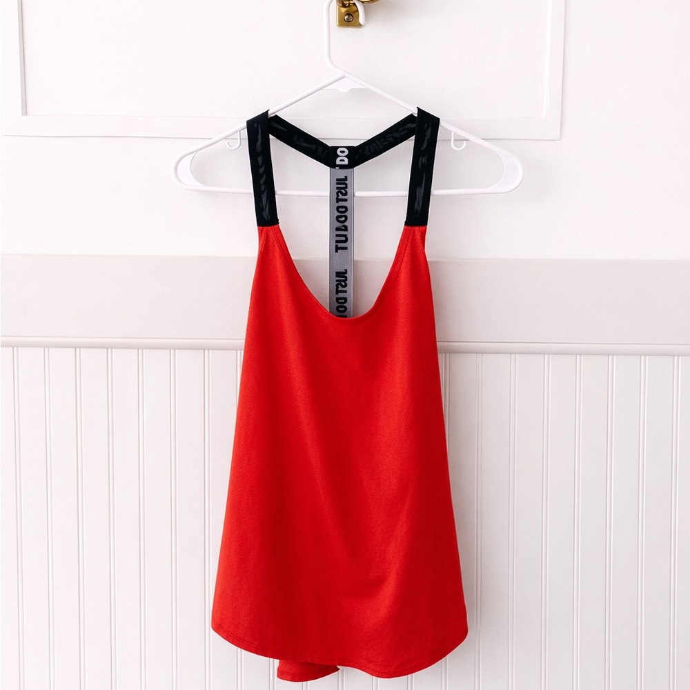 Nike Red Performance Tank with Black Strap Detail